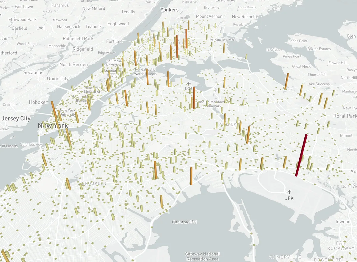 NYC crash reports dashboard map