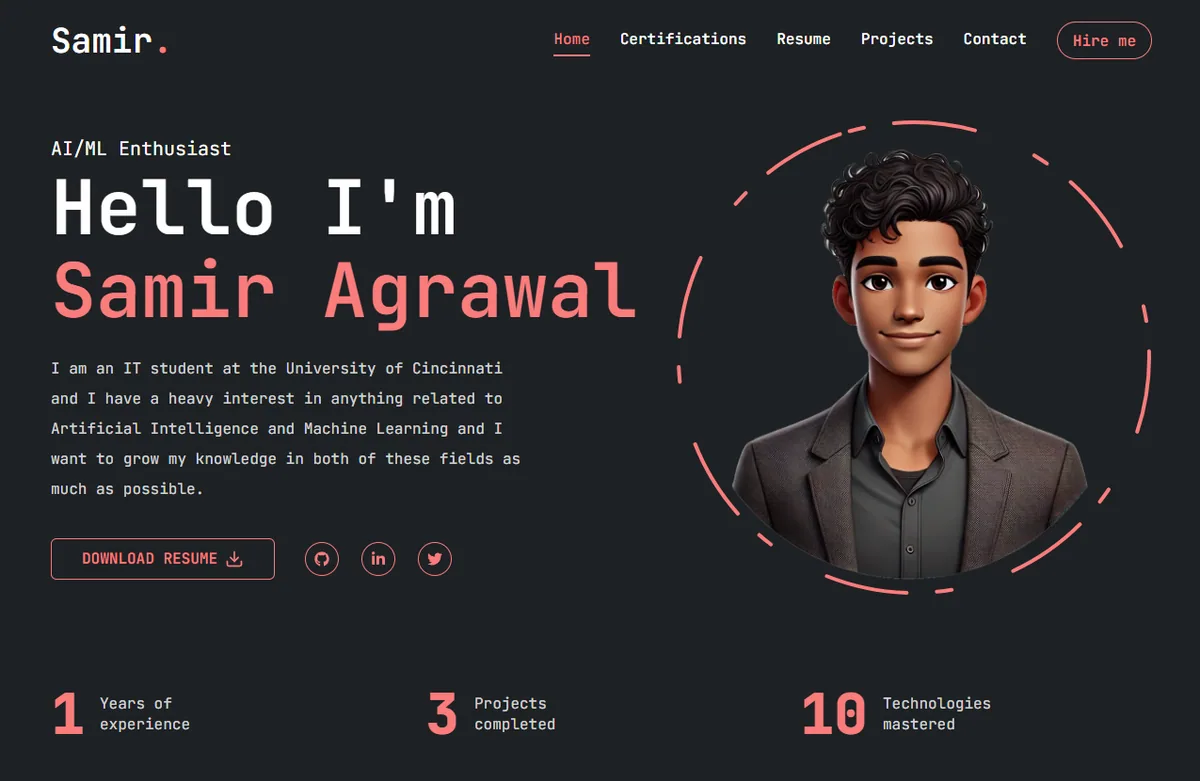 Portfolio site home page